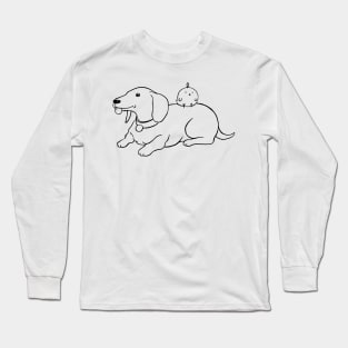 Dachshund and Chick - Black Line Long Sleeve T-Shirt